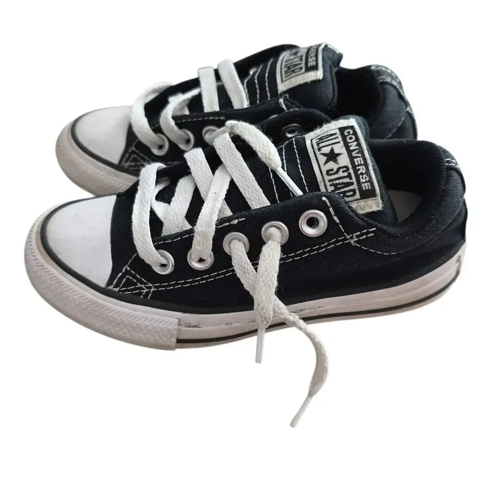 Converse All Stars Kids Size 11 Black White Lo Top Slip On Sneakers